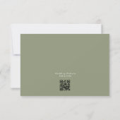 Moderne Sage Groen Wit Eenvoudige QR Code Bruiloft RSVP Kaartje (Achterkant)