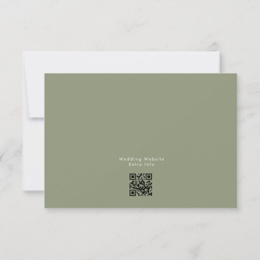 Moderne Sage Groen Wit Eenvoudige QR Code Bruiloft RSVP Kaartje (Achterkant)