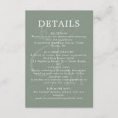 Moderne Sage Groene Ampersand Bruiloft Details Informatiekaartje (Voorkant)