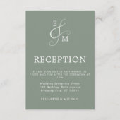 Moderne Sage Groene Ampersand Bruiloft Receptie Informatiekaartje (Voorkant)
