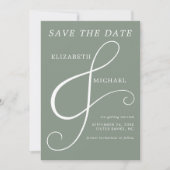 Moderne Sage Groene Ampersand Elegante Foto Save The Date (Voorkant)