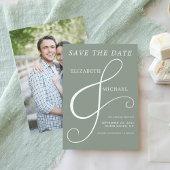 Moderne Sage Groene Ampersand Elegante Foto Save The Date