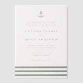 Moderne Sage Groene Anker Nautische Bruiloft Vellum Uitnodigingen (Voorkant)