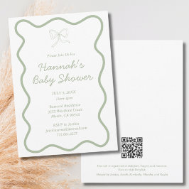 Moderne Sage Groene Baby shower Uitnodiging