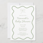 Moderne Sage Groene Baby shower Uitnodiging (Voorkant)
