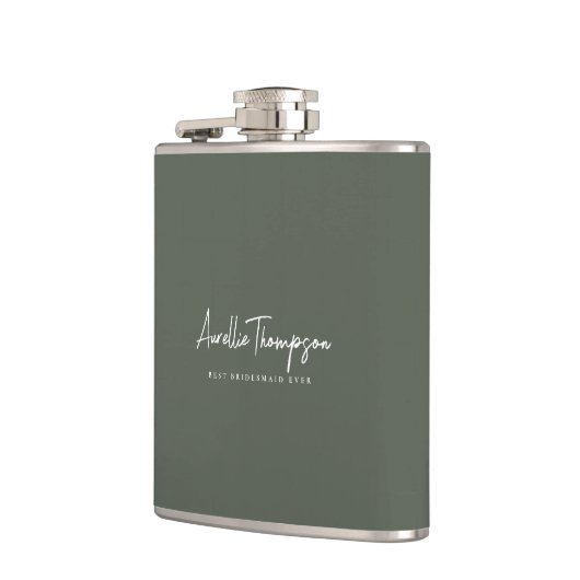 Moderne Sage Groene Beste Bruidsmeisje Ooit Bruids Heupfles (Links)