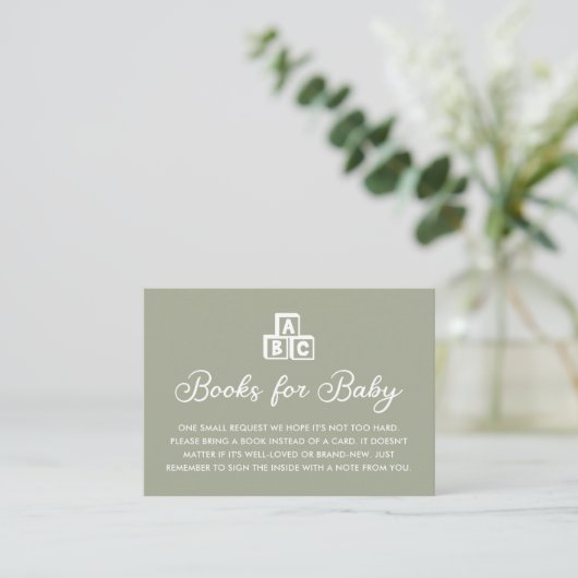 Moderne Sage Groene Boeken voor Baby Kaart (Staand voorkant)