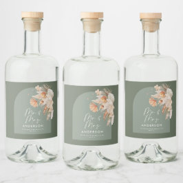 moderne sage groene bohemazaad gras Mr & Mrs. Likeurfles Etiket