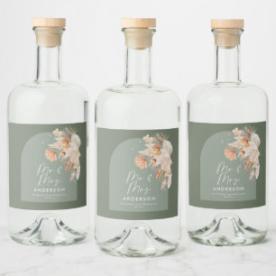 moderne sage groene bohemazaad gras Mr & Mrs. Likeurfles Etiket