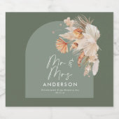 moderne sage groene bohemazaad gras Mr & Mrs. Likeurfles Etiket (Enkel label)