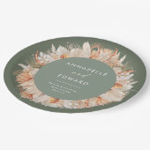 moderne sage groene bohemazaad gras Mr & Mrs. Papieren Bordje (Gekanteld)