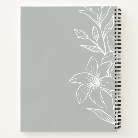 Moderne Sage Groene Boho Bloemen Notitieboek (Achterkant)