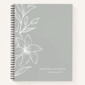 Moderne Sage Groene Boho Bloemen Notitieboek (Voorkant)