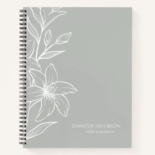 Moderne Sage Groene Boho Bloemen Notitieboek (Voorkant)