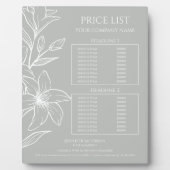 Moderne Sage Groene Boho Bloemen prijslijst Fotoplaat (Voorkant)