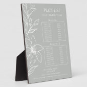 Moderne Sage Groene Boho Bloemen prijslijst Fotoplaat (Zijkant)