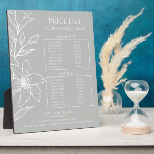 Moderne Sage Groene Boho Bloemen prijslijst Fotoplaat