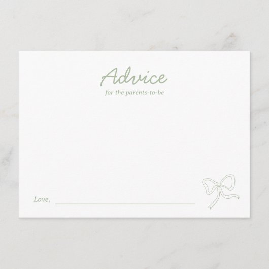 Moderne Sage Groene Boog Baby shower Advies Kaart (Voorkant)