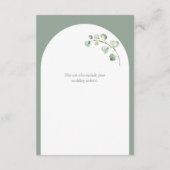 Moderne Sage Groene Boog Botanische Bruiloft Detai Informatiekaartje (Achterkant)