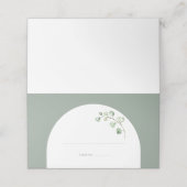 Moderne Sage Groene Boog Botanische Bruiloft Plaatskaartje (Buitenkant ongevouwen)