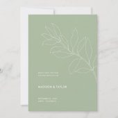 Moderne Sage Groene Botanische Bloemen Illustratie Save The Date (Voorkant)