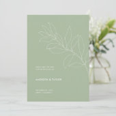 Moderne Sage Groene Botanische Bloemen Illustratie Save The Date (Staand voorkant)