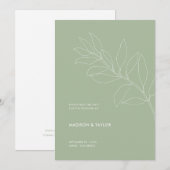 Moderne Sage Groene Botanische Bloemen Illustratie Save The Date (Voorkant / Achterkant)