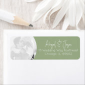 Moderne Sage Groene Bruiloft Foto Retouradres Etiket (Insitu)