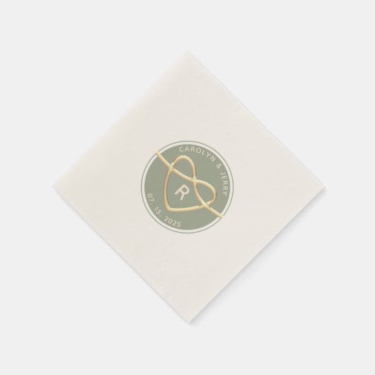 Moderne Sage Groene Bruiloft Monogram Servetten (Hoek)