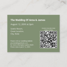 Moderne Sage Groene Bruiloft QR Code Behuizing Kaa