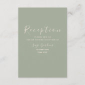 Moderne Sage Groene Bruiloft Receptie Behuizing Ka Informatiekaartje (Voorkant)