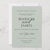 Moderne Sage Groene Eenvoudige Bruiloft Kaart (Voorkant)