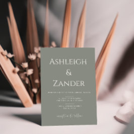 Moderne Sage Groene Eenvoudige Huwelijksuitnodigin Kaart