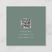 Moderne Sage Groene Eenvoudige Minimalistische QR- Vierkante Visitekaartje (Achterkant)
