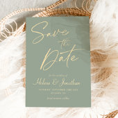 Moderne Sage Groene Elegante Minimalistische Bruil Save The Date