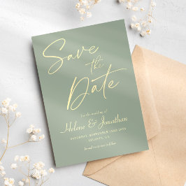 Moderne Sage Groene Elegante Minimalistische Bruil Save The Date