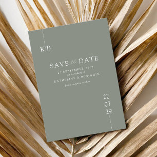 Moderne Sage Groene Elegante Monogram Bruiloft Save The Date