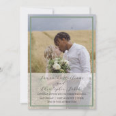 Moderne Sage Groene Foto & Kalligrafie Huwelijk Kaart (Voorkant)