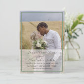 Moderne Sage Groene Foto & Kalligrafie Huwelijk Kaart (Staand voorkant)