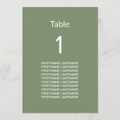 Moderne Sage Groene Gast Namen Tafel Kaart (Achterkant)