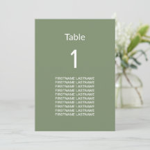 Moderne Sage Groene Gast Namen Tafel Kaart