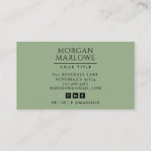 Moderne Sage Groene Geometrische Boogjes Visitekaartje (Achterkant)