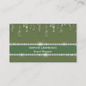 Moderne Sage Groene Glitter Visitekaartje (Voorkant)