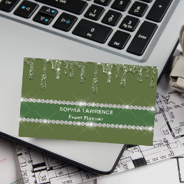 Moderne Sage Groene Glitter Visitekaartje