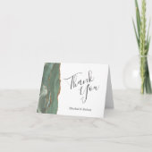 Moderne Sage Groene Gouden Agaat Bruiloft Dank u Kaart (Voorkant)
