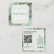 Moderne Sage Groene Gouden Monogram Qr Code
