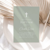 Moderne Sage Groene Jongens Kruis Doopsel Kaart