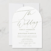 Moderne Sage Groene Kalligrafie Eenvoudige Boog Hu Kaart (Voorkant)