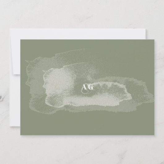 Moderne Sage Groene Kalligrafie Foto QR Code Save The Date (Achterkant)