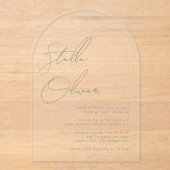 Moderne Sage Groene Kalligrafie Namen Trouwen Acryl Uitnodigingen (Voorkant)